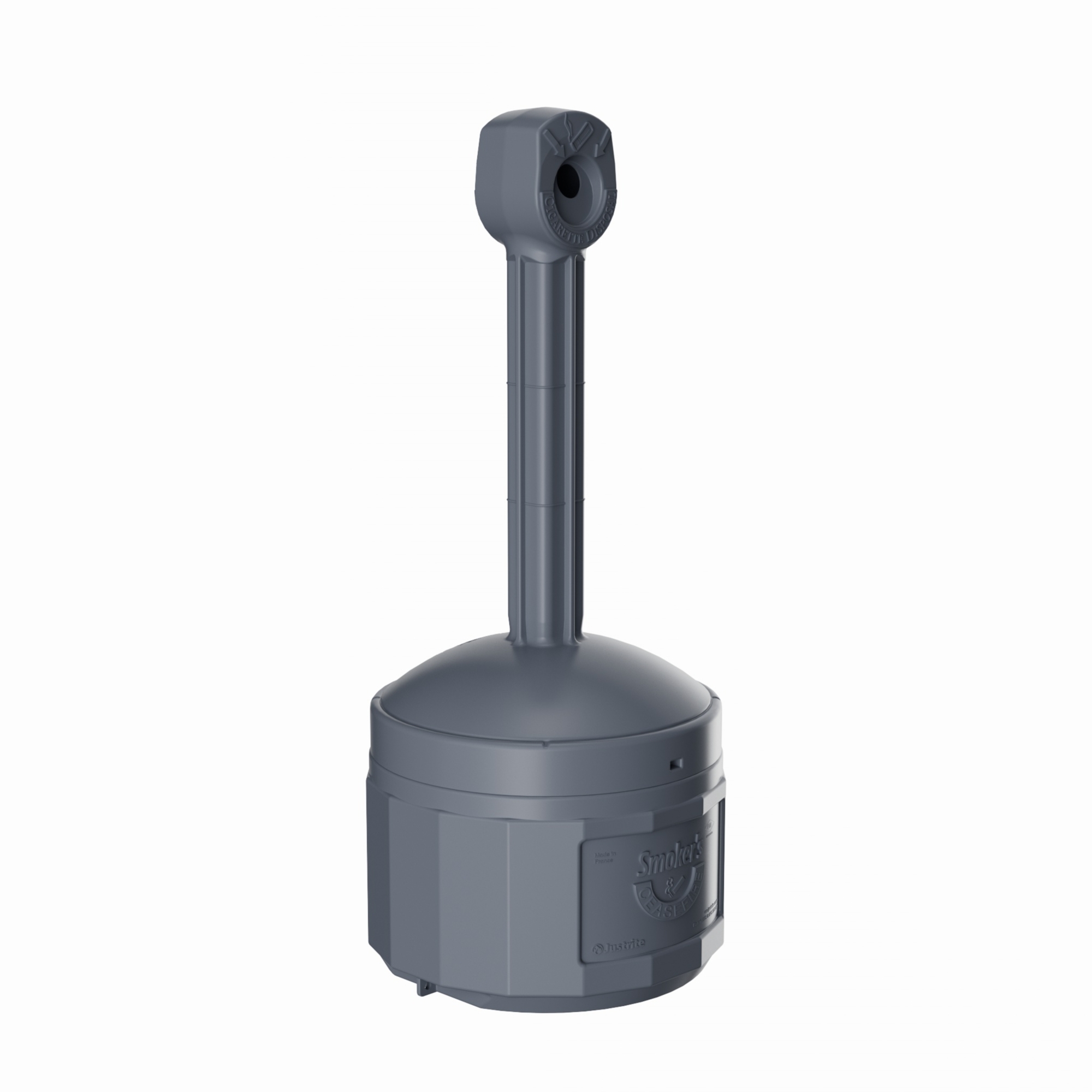Justrite Plastic Outdoor Ashtray — 4 Gallon, Self-Extinguishing, Gray, Model# 26800